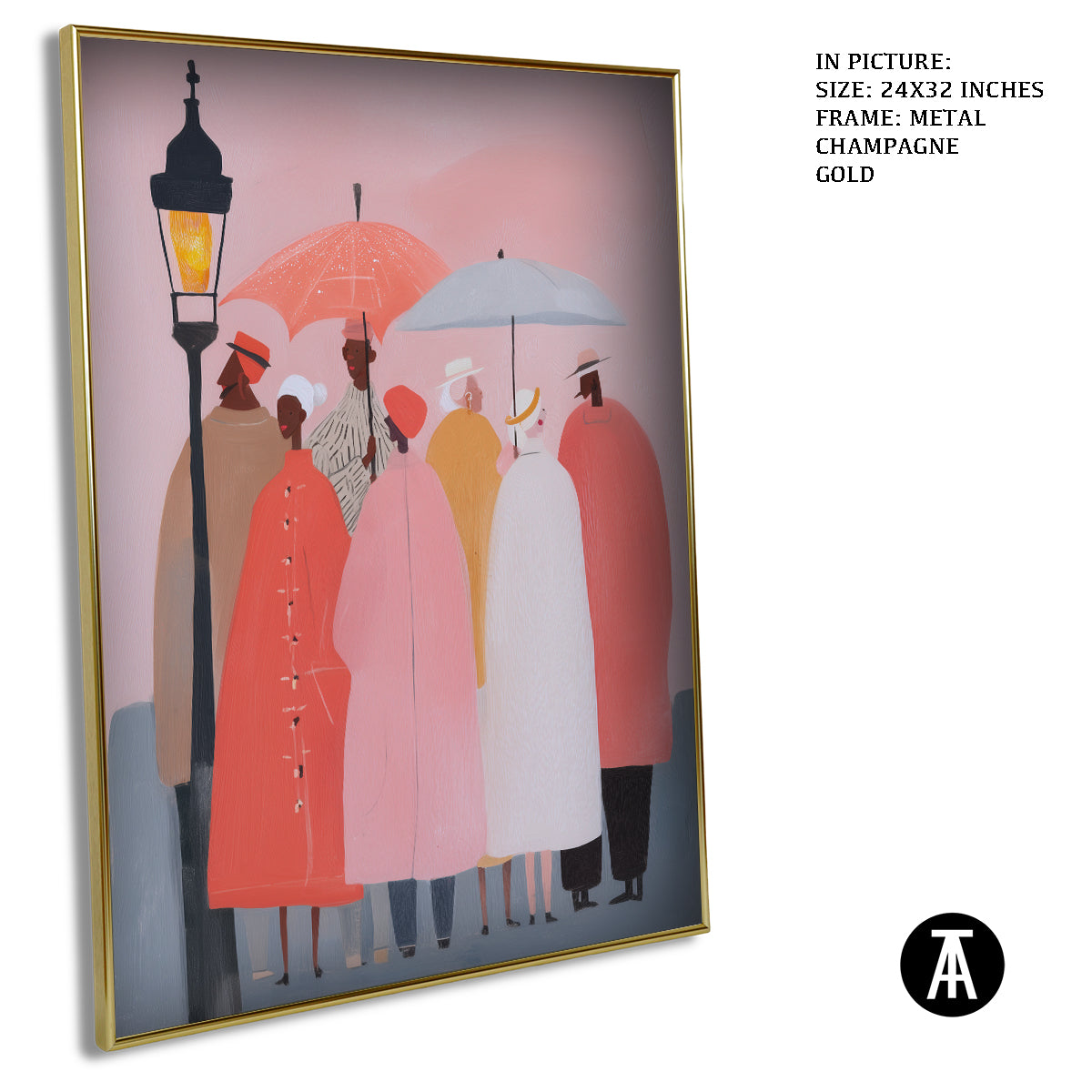 Artwork in Metal Champagne Gold Frame