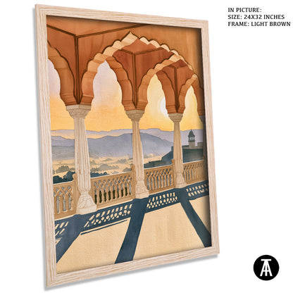 Artwork in Light Brown Frame