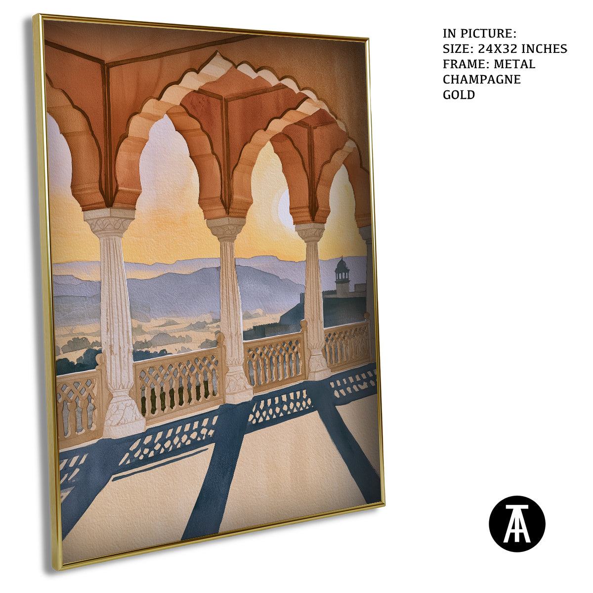 Artwork in Metal Champagne Gold Frame