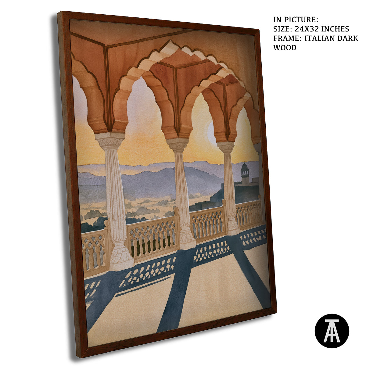 Artwork in Dark Wood Frame