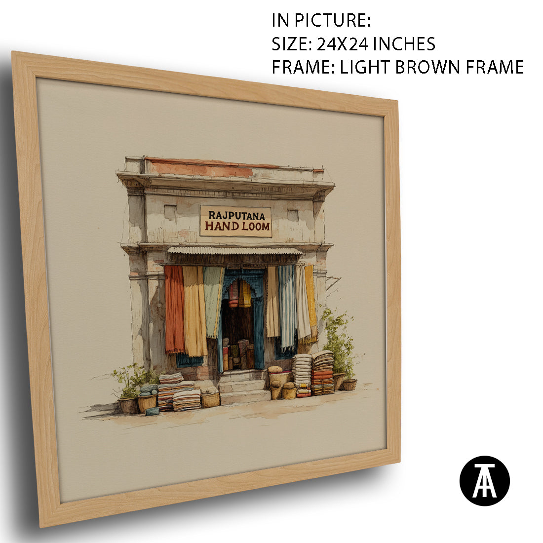 Artwork in Light Brown Frame