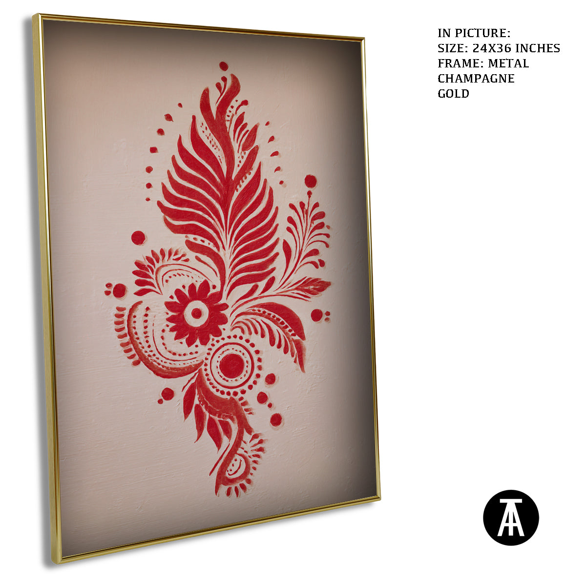 Artwork in Metal Champagne Gold Frame
