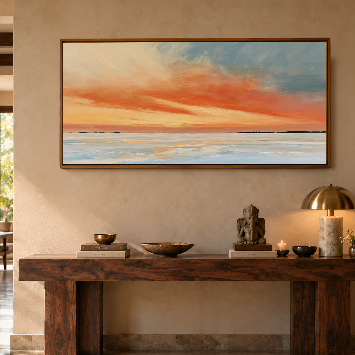 Panoramic Indian Painting in a Lifestyle Setting
