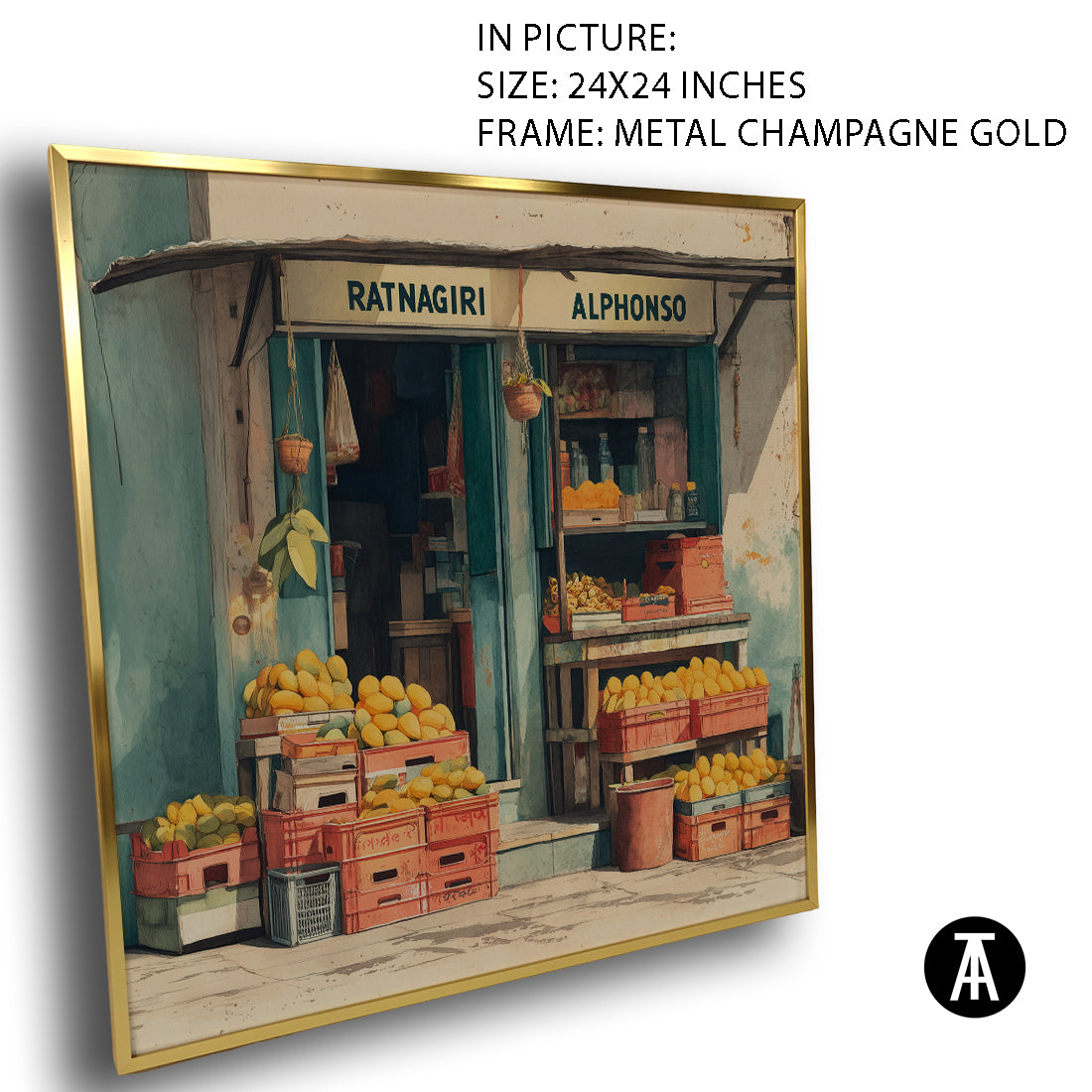 Artwork in Metal Champagne Gold Frame