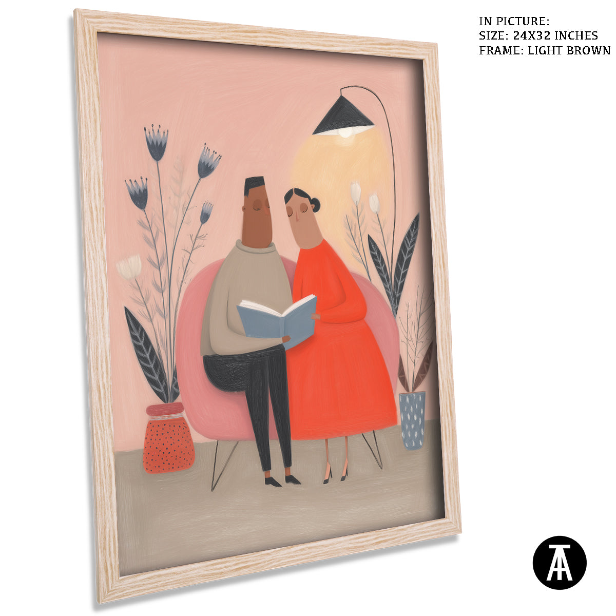 Artwork in Light Brown Frame