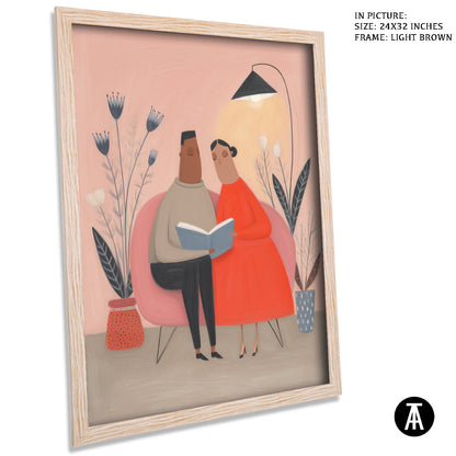 Artwork in Light Brown Frame