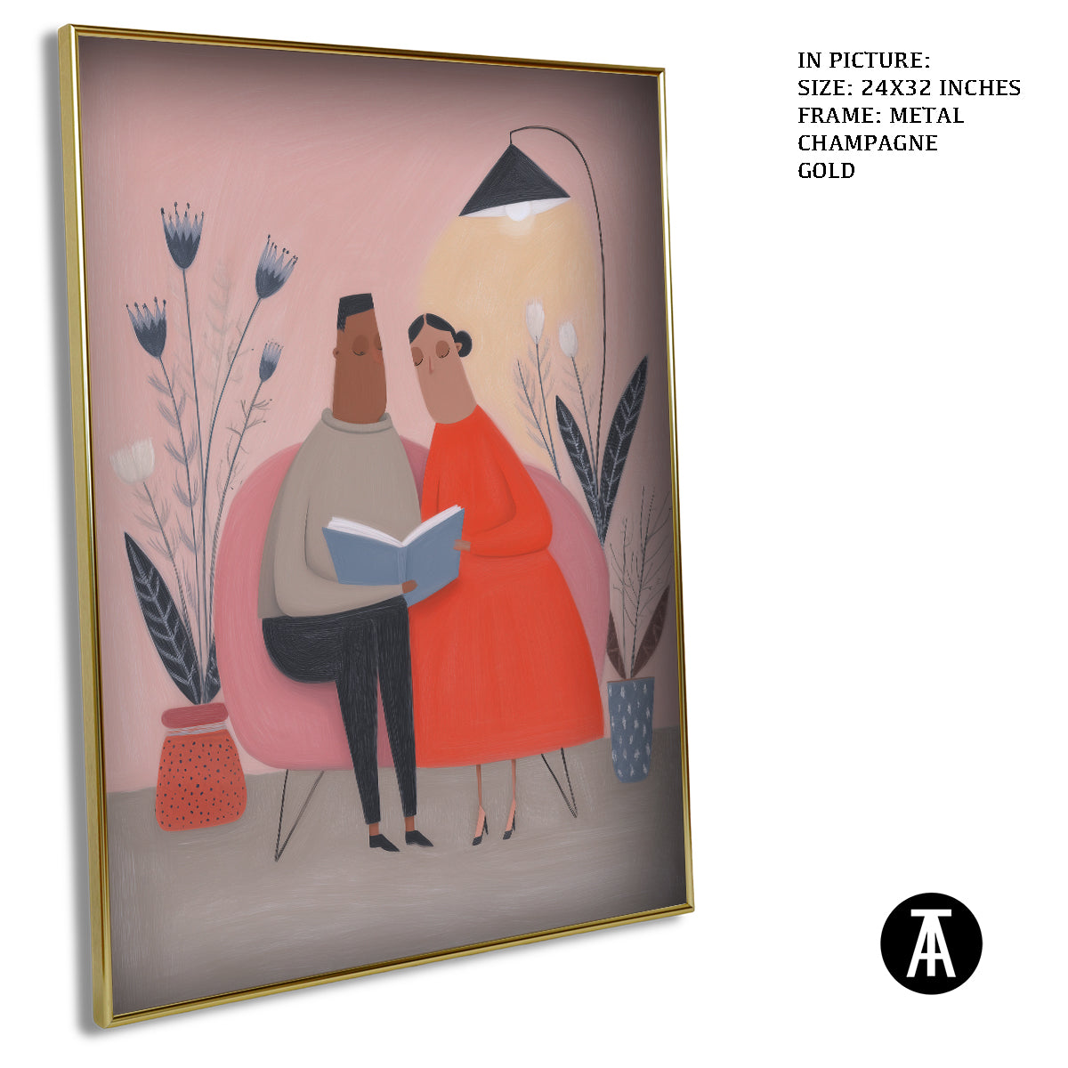 Artwork in Metal Champagne Gold Frame