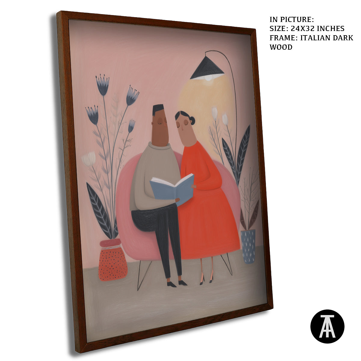 Artwork in Dark Wood Frame