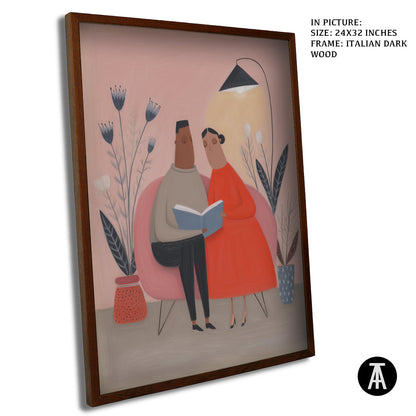 Artwork in Dark Wood Frame