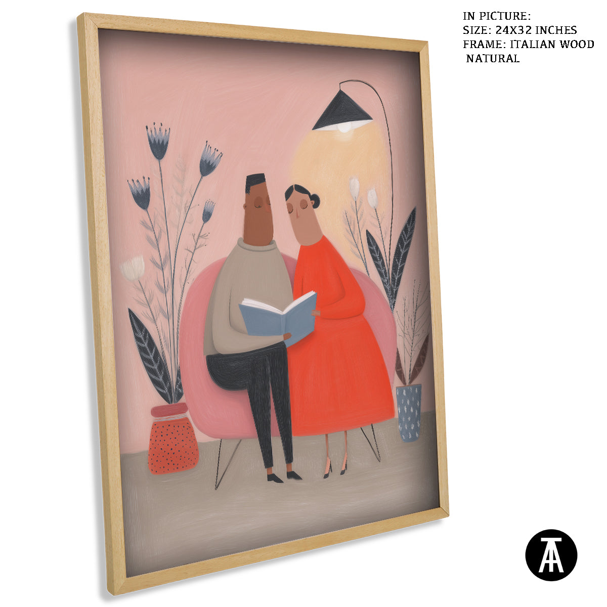 Artwork in Natural Wood Frame