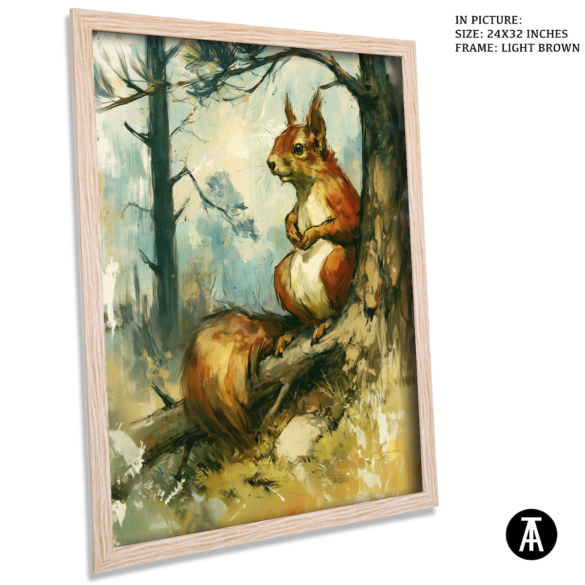 Artwork in Light Brown Frame