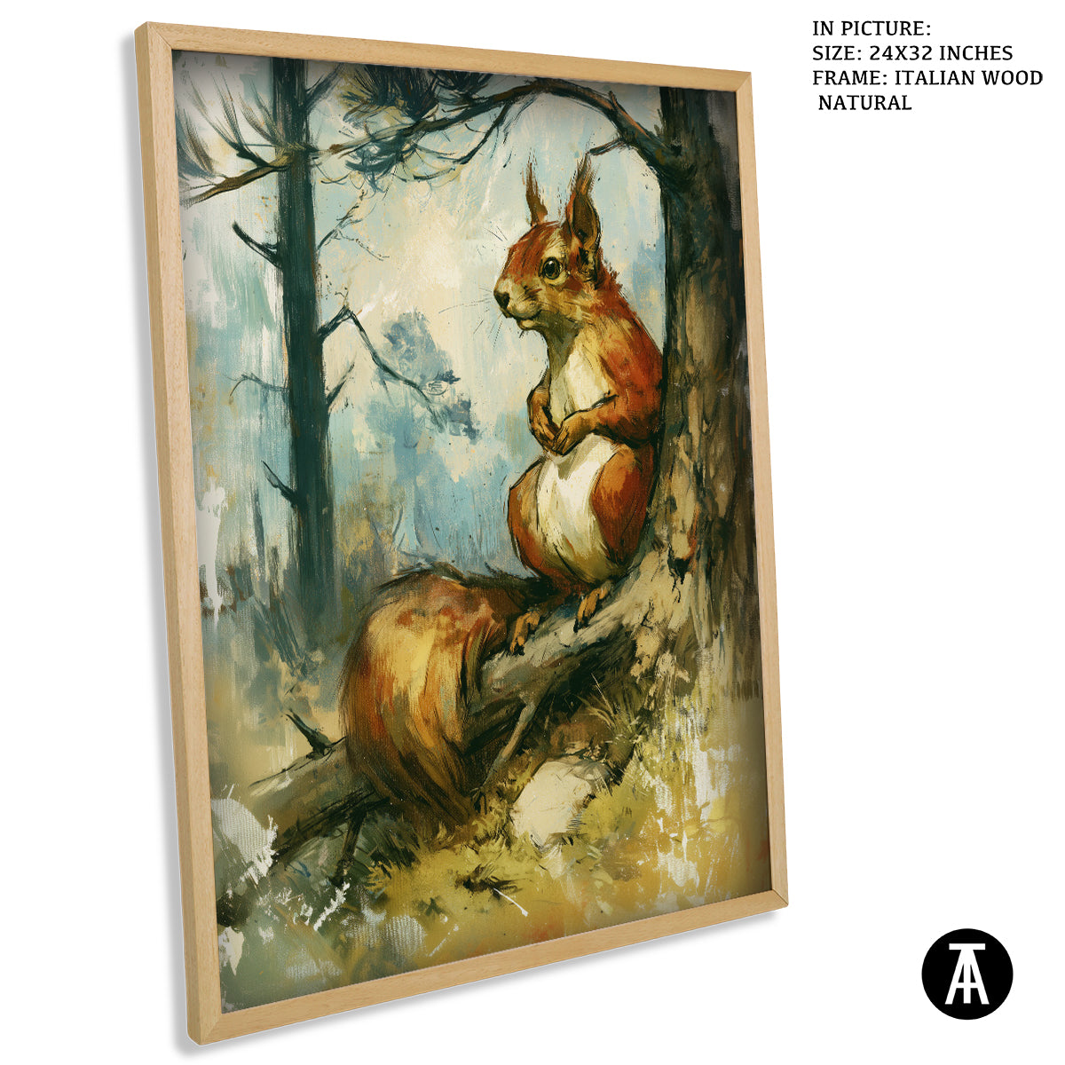 Artwork in Natural Wood Frame