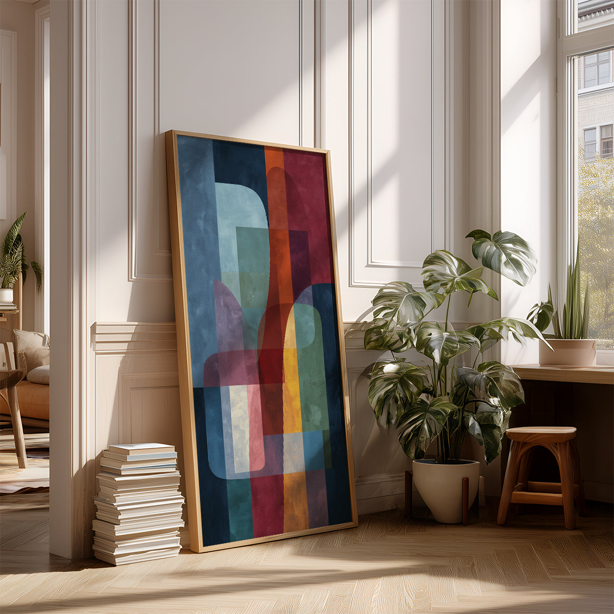 Panoramic Indian Painting in a Lifestyle Setting