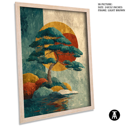 Sample Artwork in Light Brown Frame