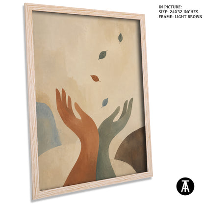 Artwork in Light Brown Frame