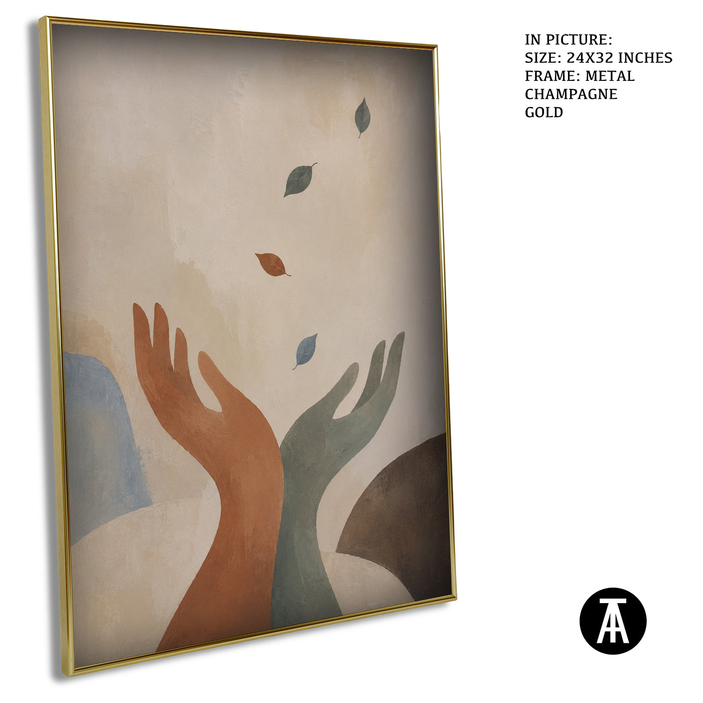 Artwork in Metal Champagne Gold Frame