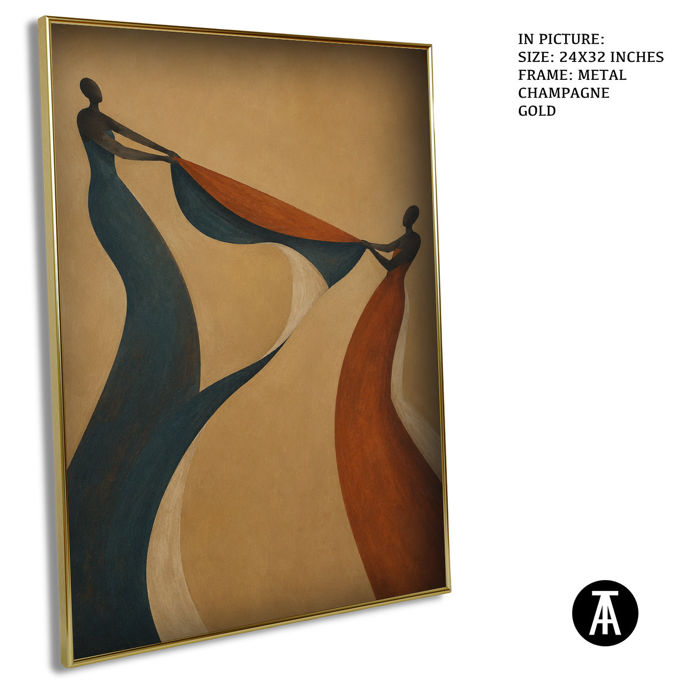 Artwork in Metal Champagne Gold Frame