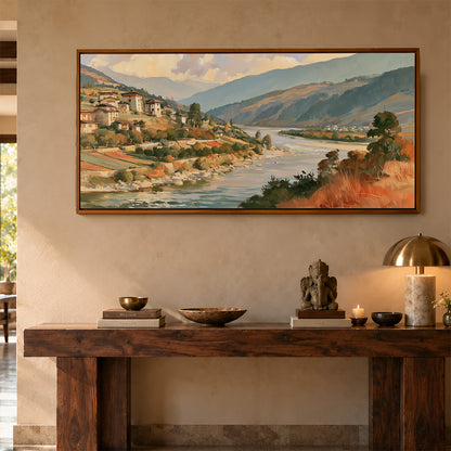 Panoramic Indian Painting in a Lifestyle Setting