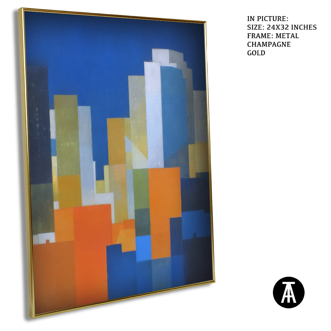 Artwork in Metal Champagne Gold Frame