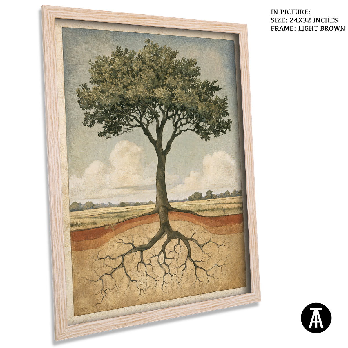 Artwork in Light Brown Frame