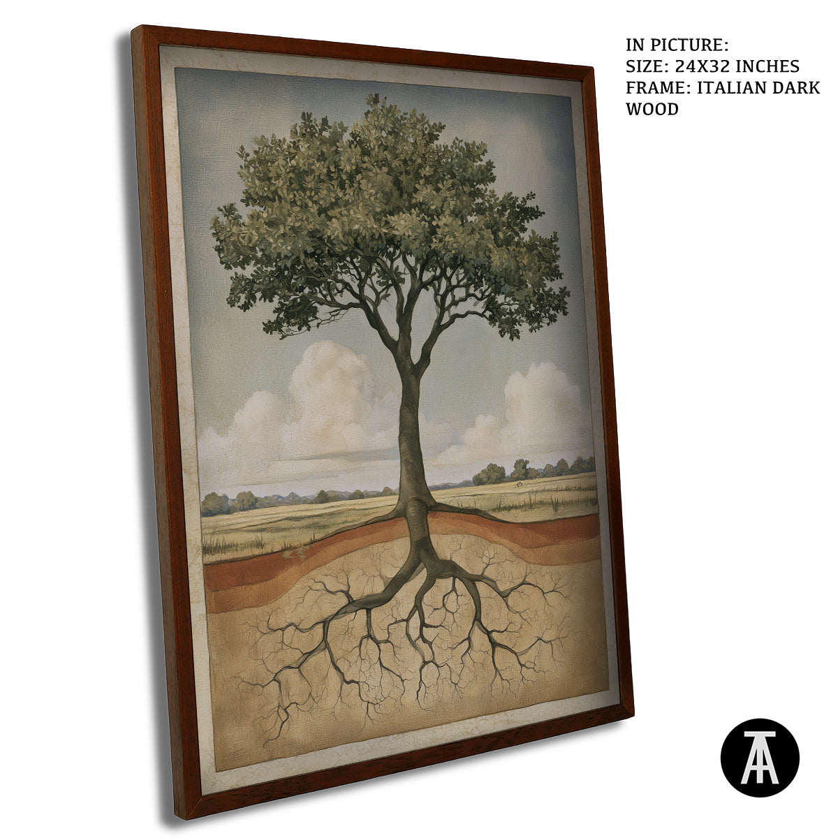 Artwork in Dark Wood Frame
