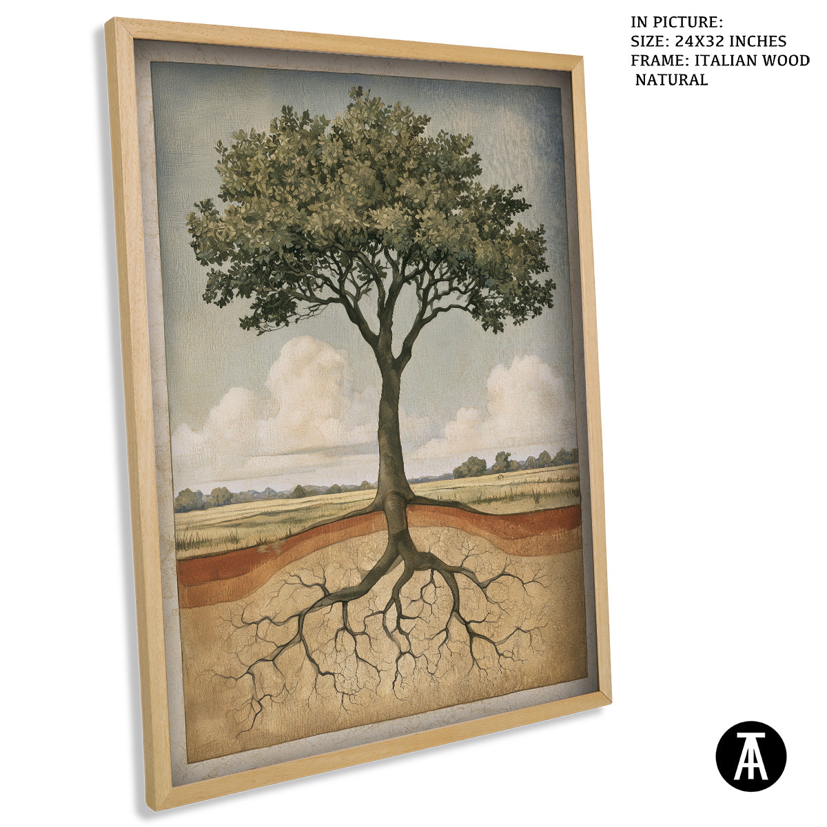 Artwork in Natural Wood Frame