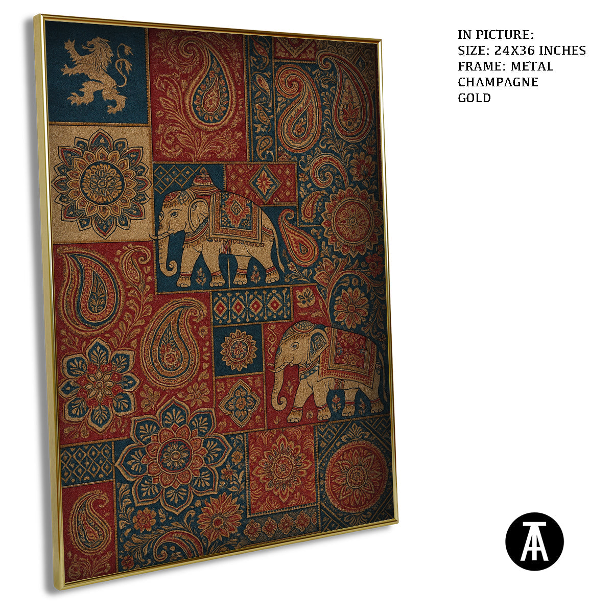 Artwork in Metal Champagne Gold Frame