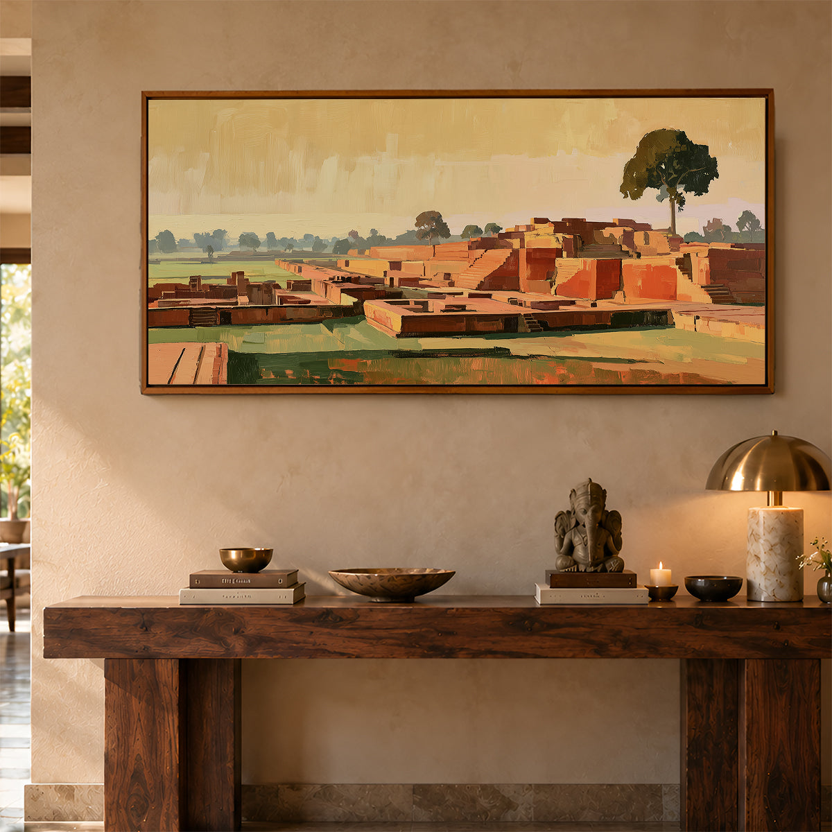 Panoramic Indian Painting in a Lifestyle Setting