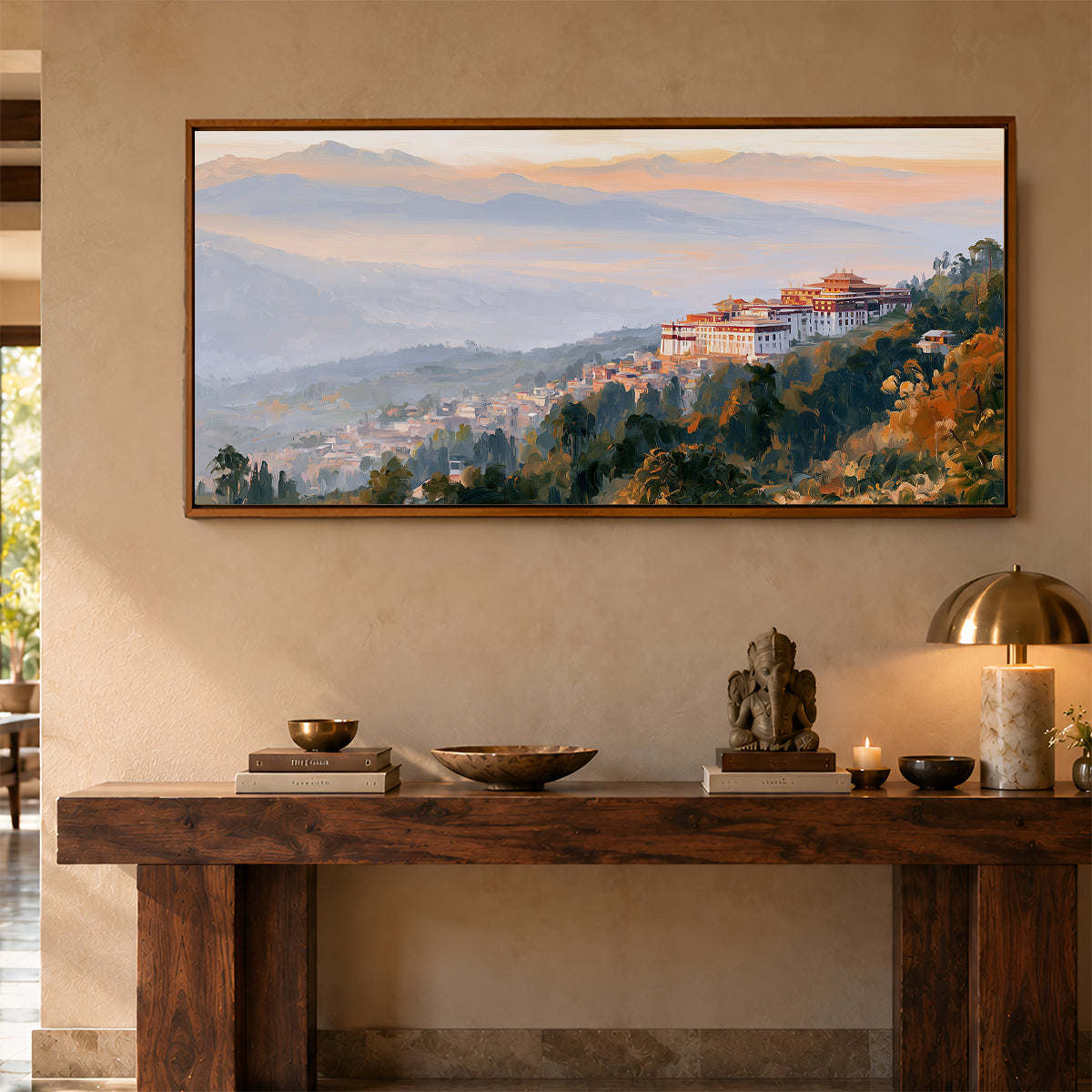 Panoramic Indian Painting in a Lifestyle Setting