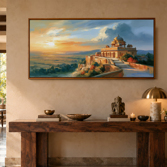 Panoramic Indian Painting in a Lifestyle Setting