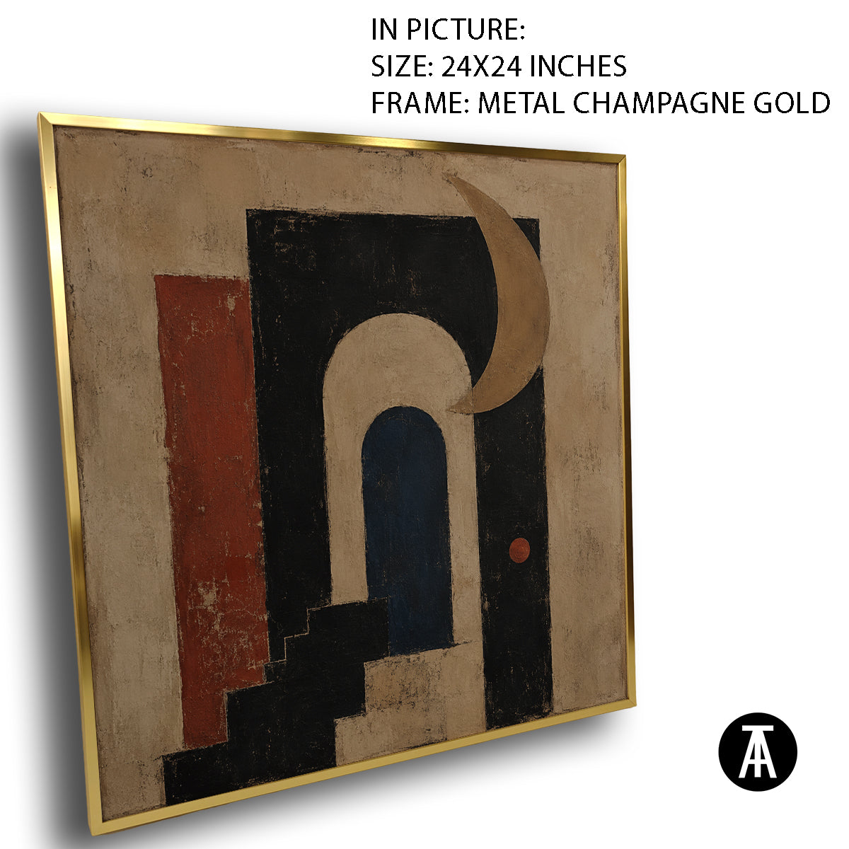 Artwork in Metal Champagne Gold Frame