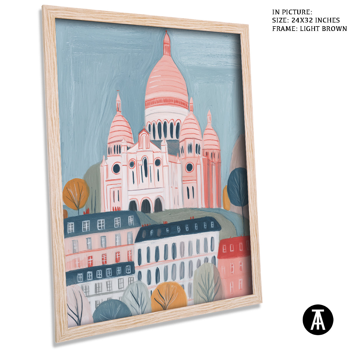 Artwork in Light Brown Frame