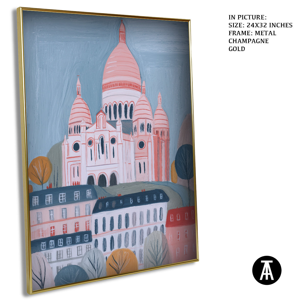 Artwork in Metal Champagne Gold Frame