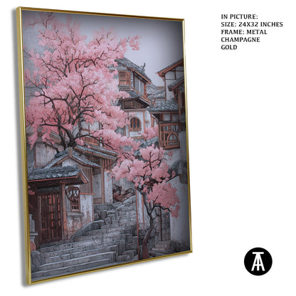 Artwork in Light Brown Frame