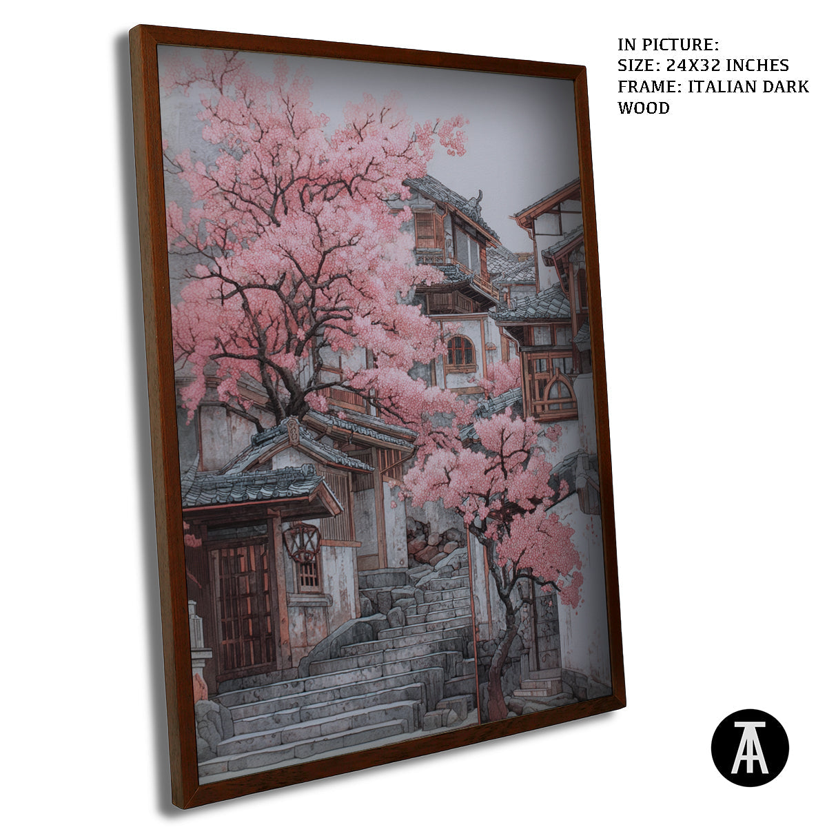 Artwork in Dark Wood Frame