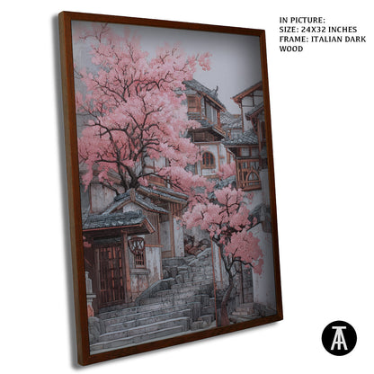 Artwork in Dark Wood Frame