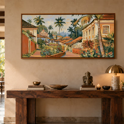 Panoramic Indian Painting in a Lifestyle Setting