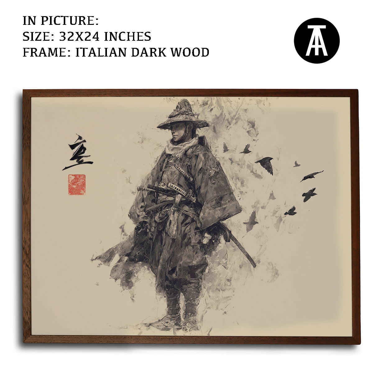 Artwork in Dark Wood Frame