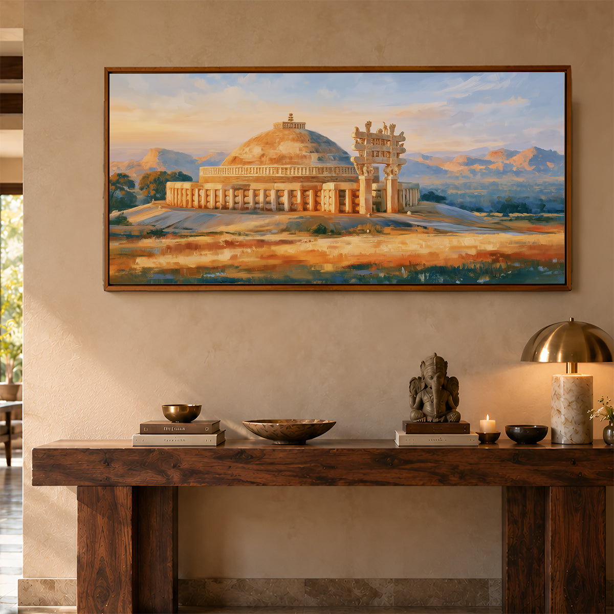 Panoramic Indian Painting in a Lifestyle Setting