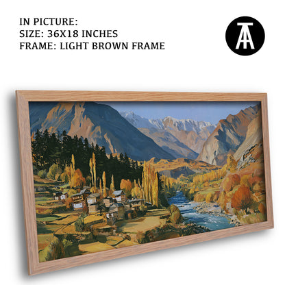 Artwork in Light Brown Frame