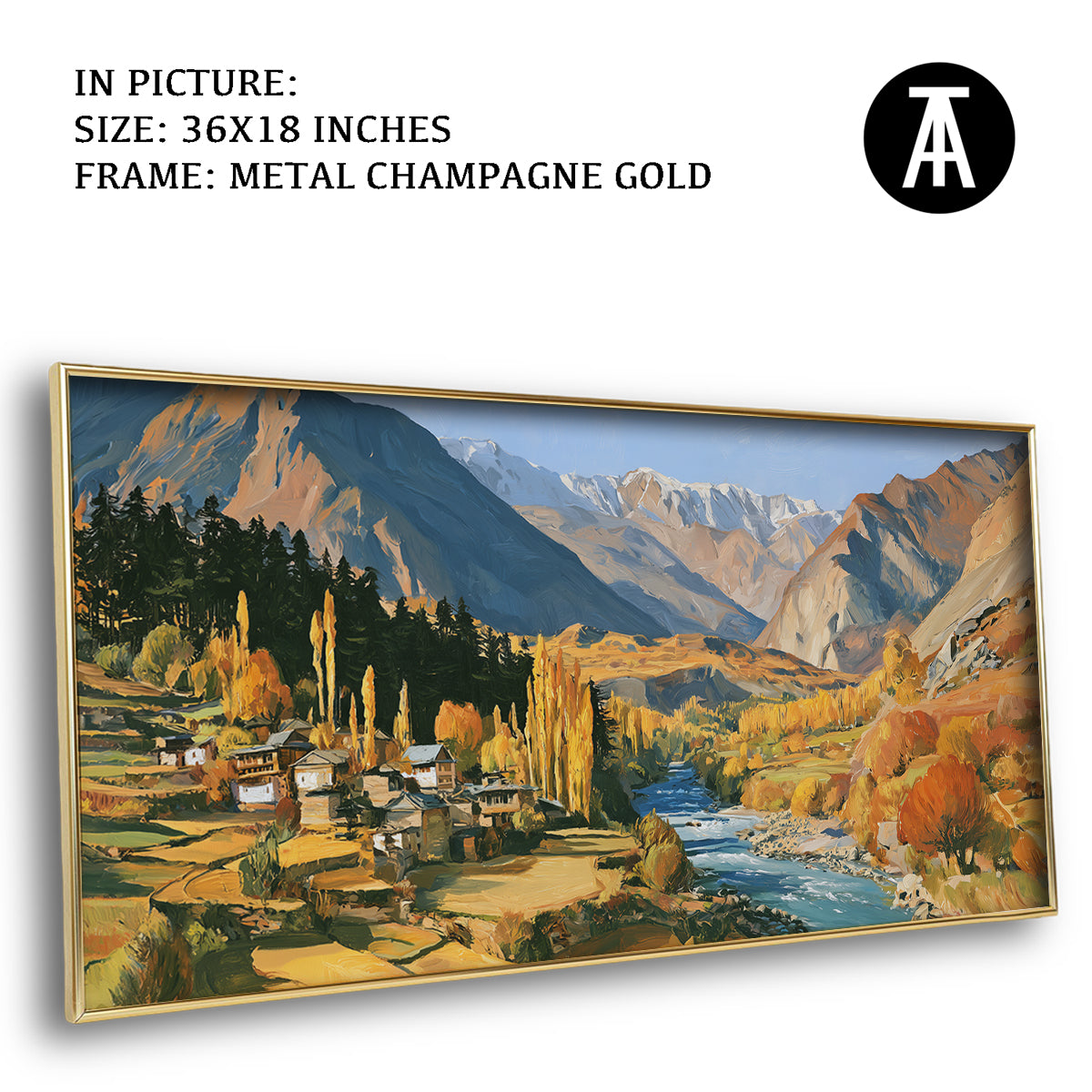Artwork in Metal Champagne Gold Frame