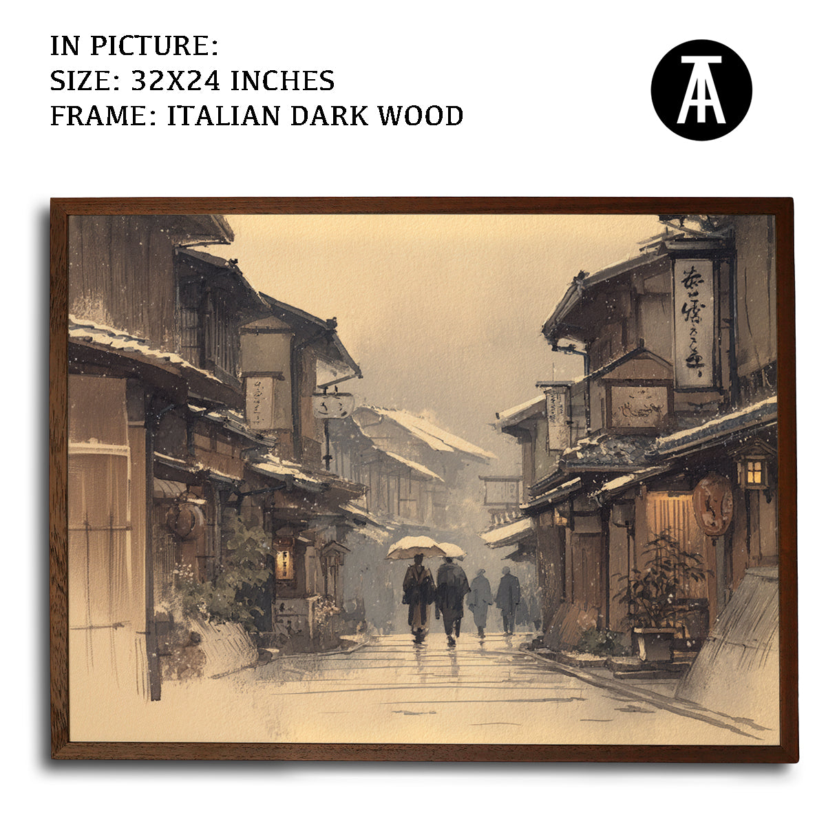 Artwork in Dark Wood Frame