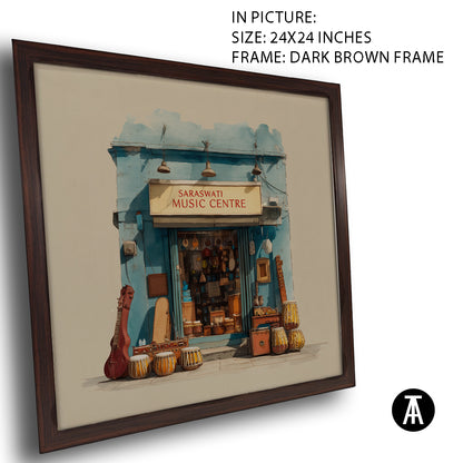 Artwork in Dark Brown Frame