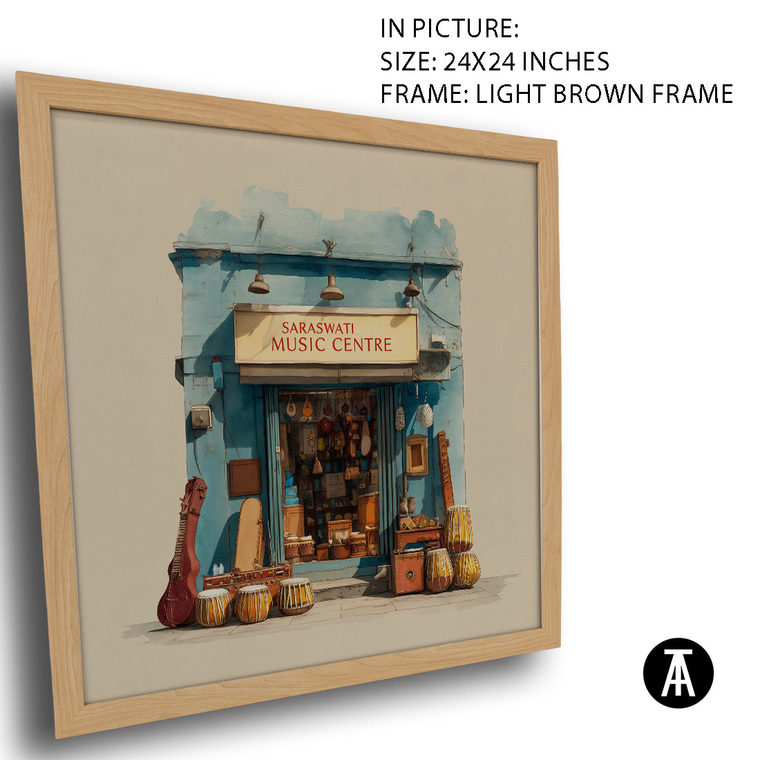 Artwork in Light Brown Frame
