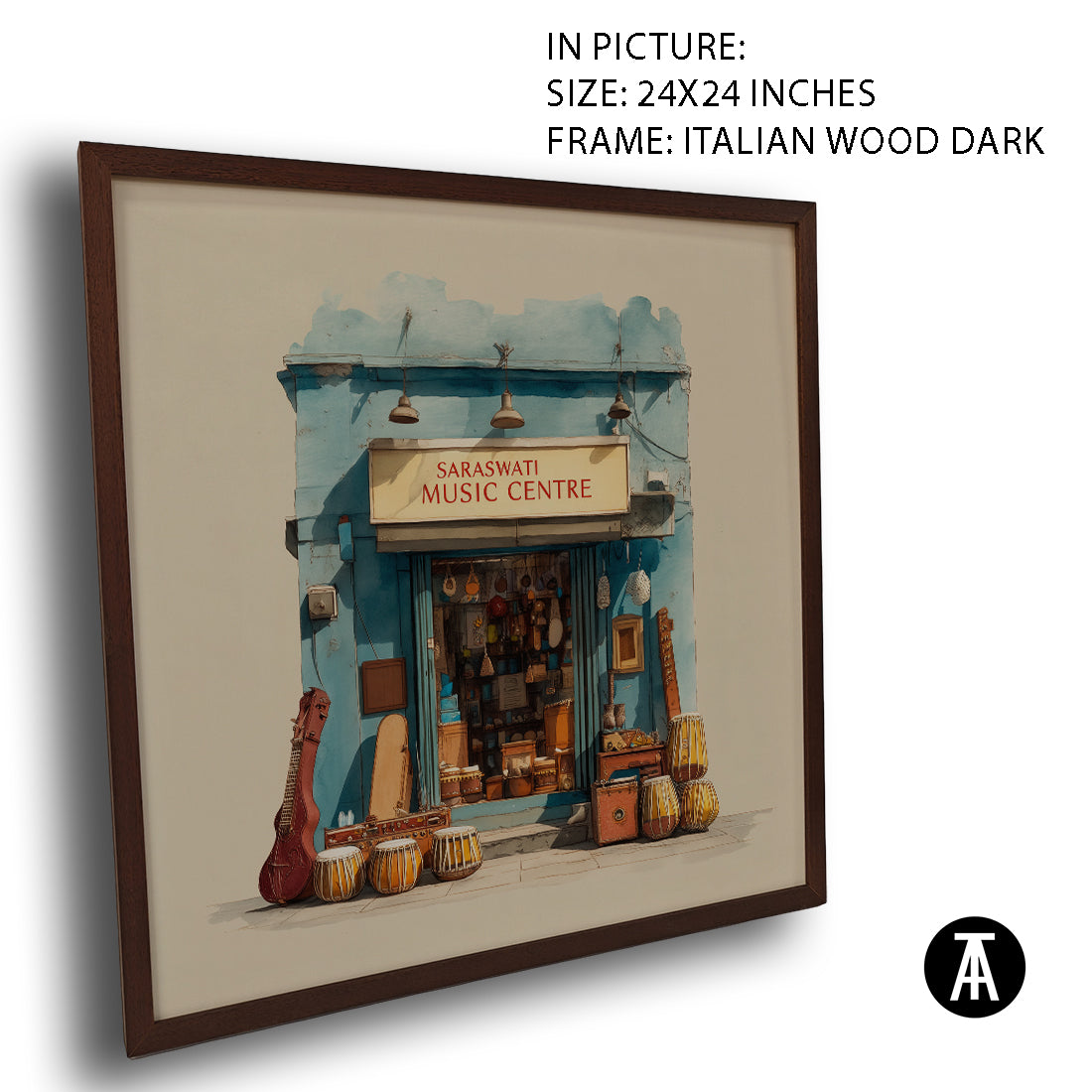 Artwork in Dark Wood Frame