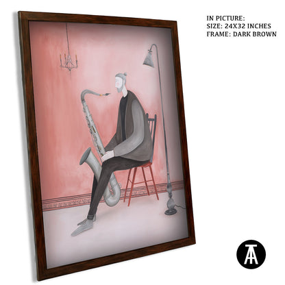 Artwork in Dark Brown Frame