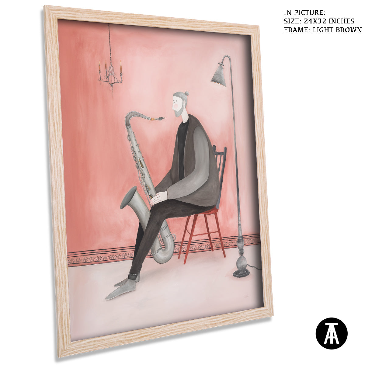 Artwork in Light Brown Frame