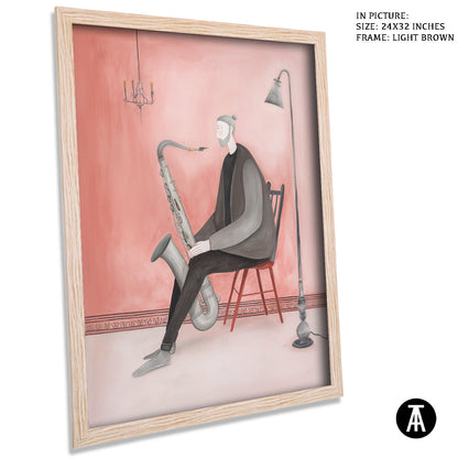 Artwork in Light Brown Frame