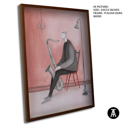 Artwork in Dark Wood Frame