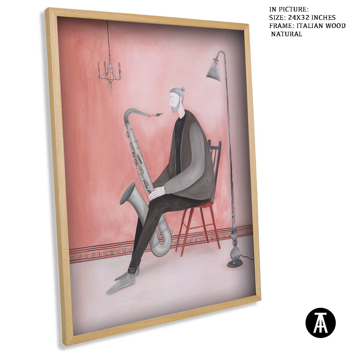 Artwork in Natural Wood Frame